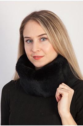 Black rex rabbit fur neck warmer